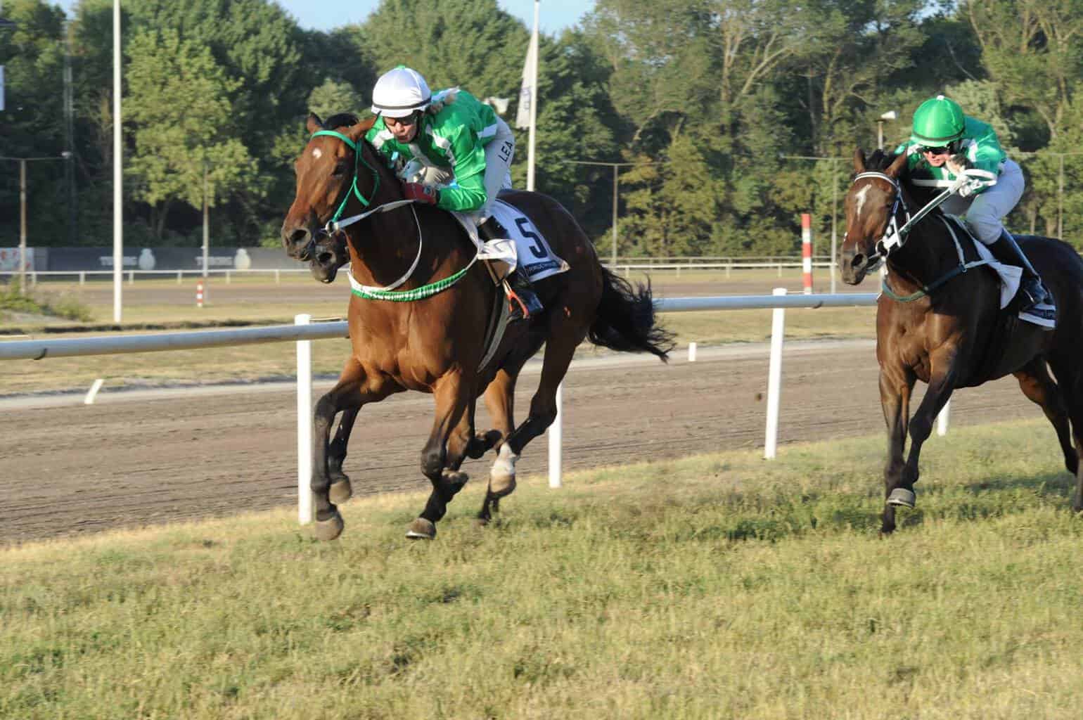 Minuty Prestige/Lea Olsen slår indvendige Elodie og staldveninden Fleurie i Sir Danzbo Handicap. Foto: Ole Hindby.