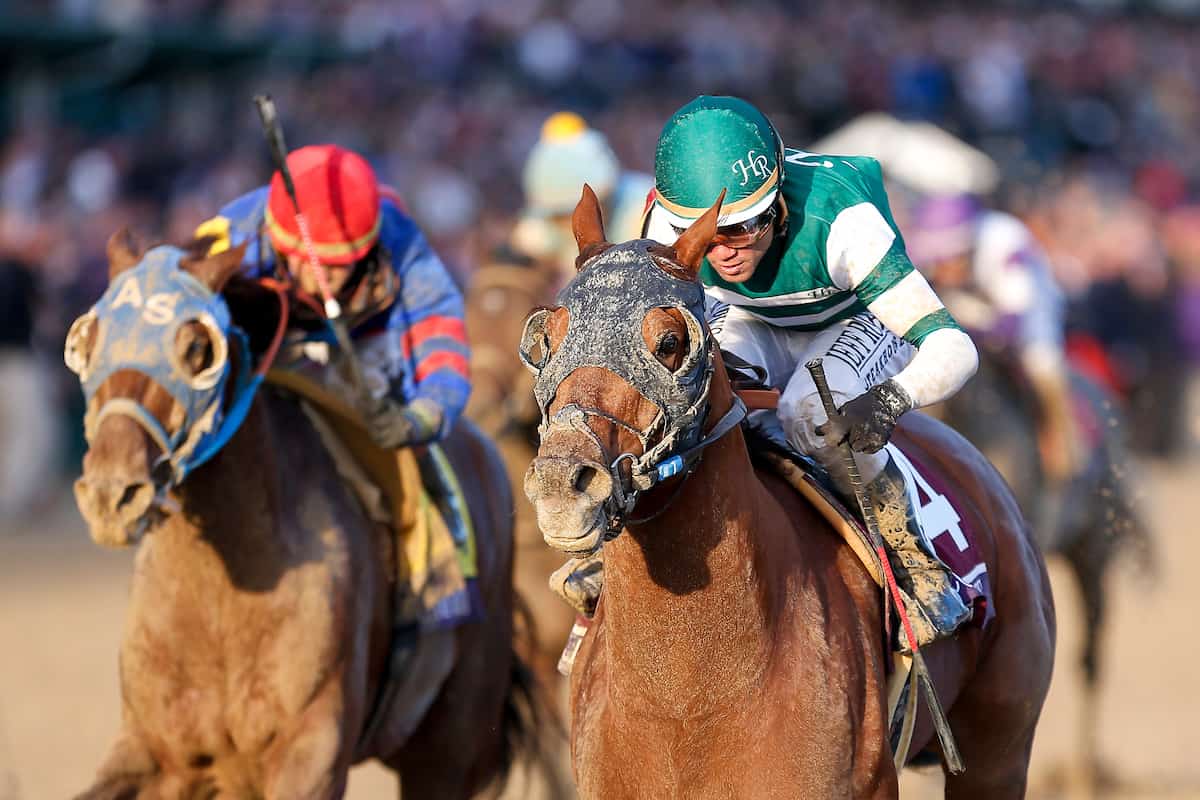 Accelerate og Joel Rosario på vej mod sejren i Breeders' Cup Classic foran Gunnevera. Foto: Kaz Ishida/Eclipse Sportswire/CSM