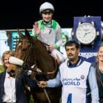 Silva og Oisin Murphy efter triumfen i UAE 1000 Guineas (L). Foto/Copyright: Erika Rasmussen for GalopSport.