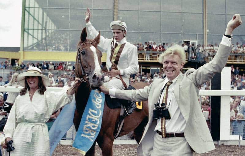 Humbug, Bengt Bökman og Lars Kelp efter triumfen i Svenskt Derby.