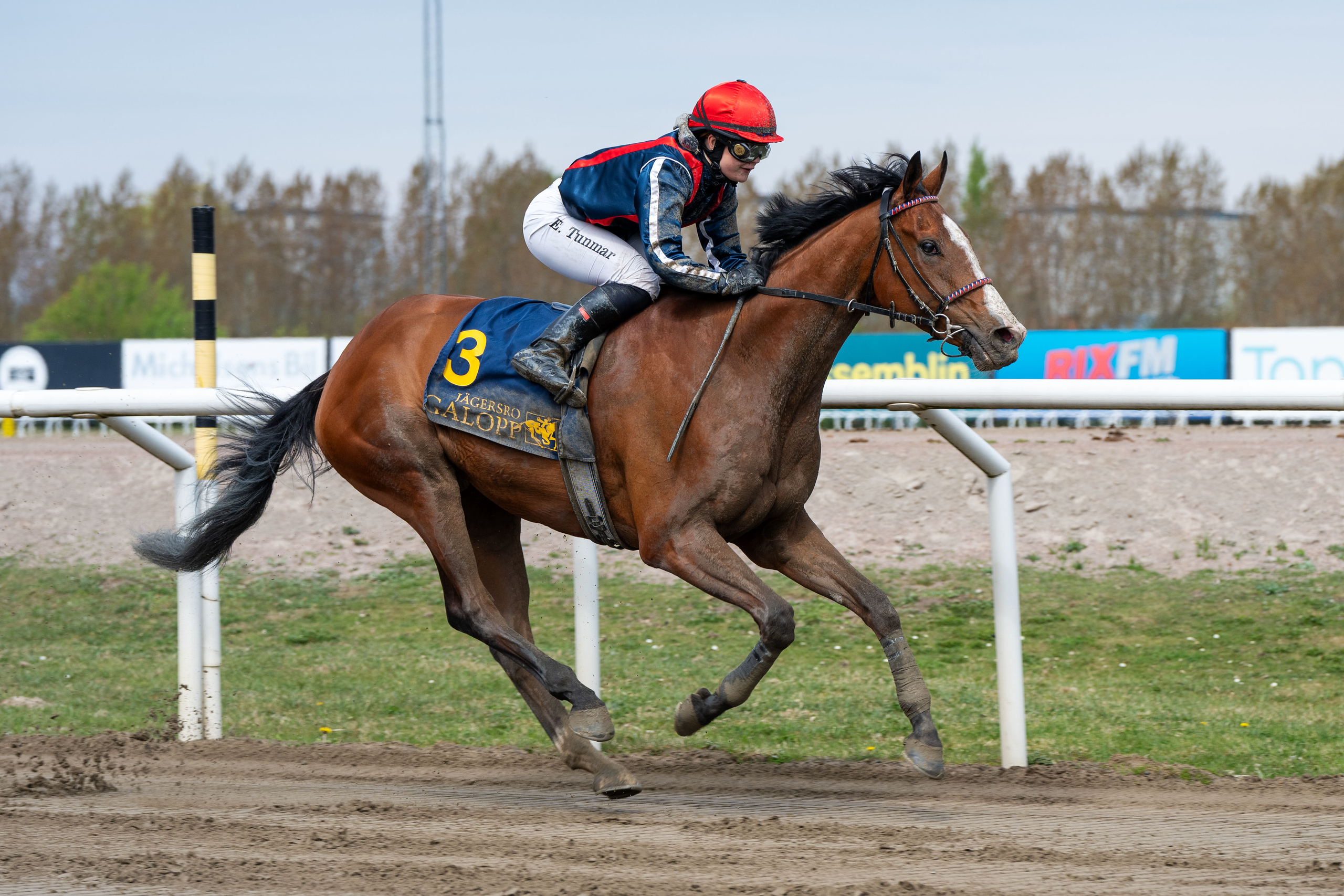 Zidane og Engla Tunmar vinder NSR Minneslöpning på Jägersro. Foto: Stefan Olsson / Svensk Galopp.